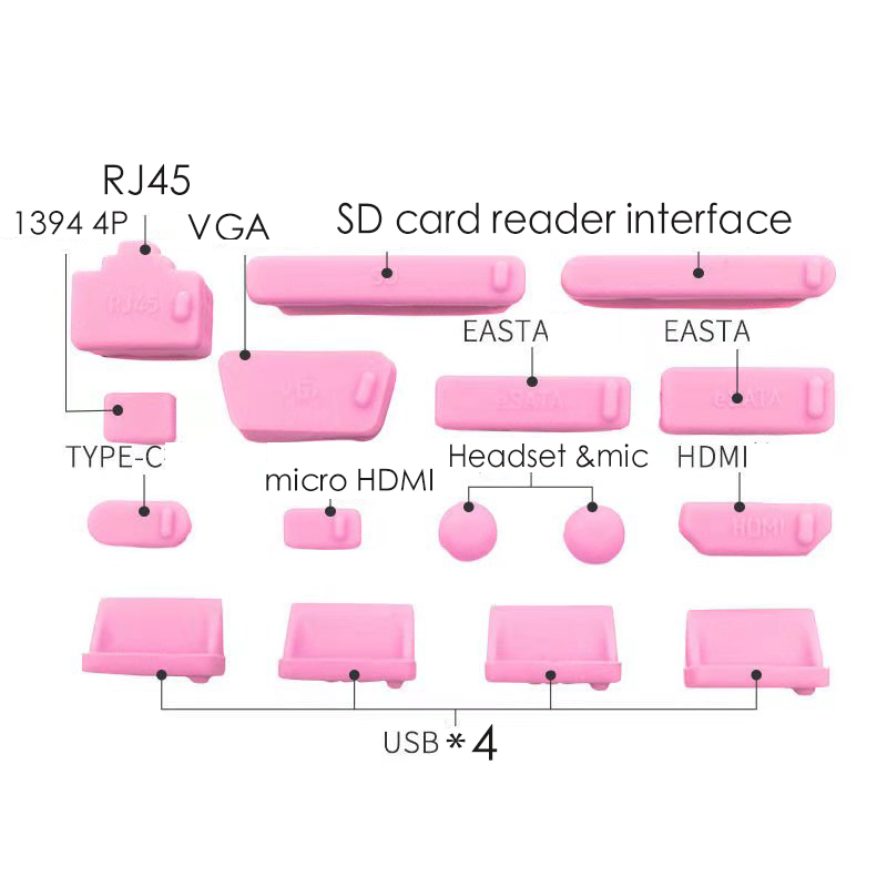 16pcs/set Colorful Silicone Anti Dust Plug Cover Stopper Dust Plug Laptop Dustproof USB Port HDMI RJ45 Interface Cover Computer Accessories