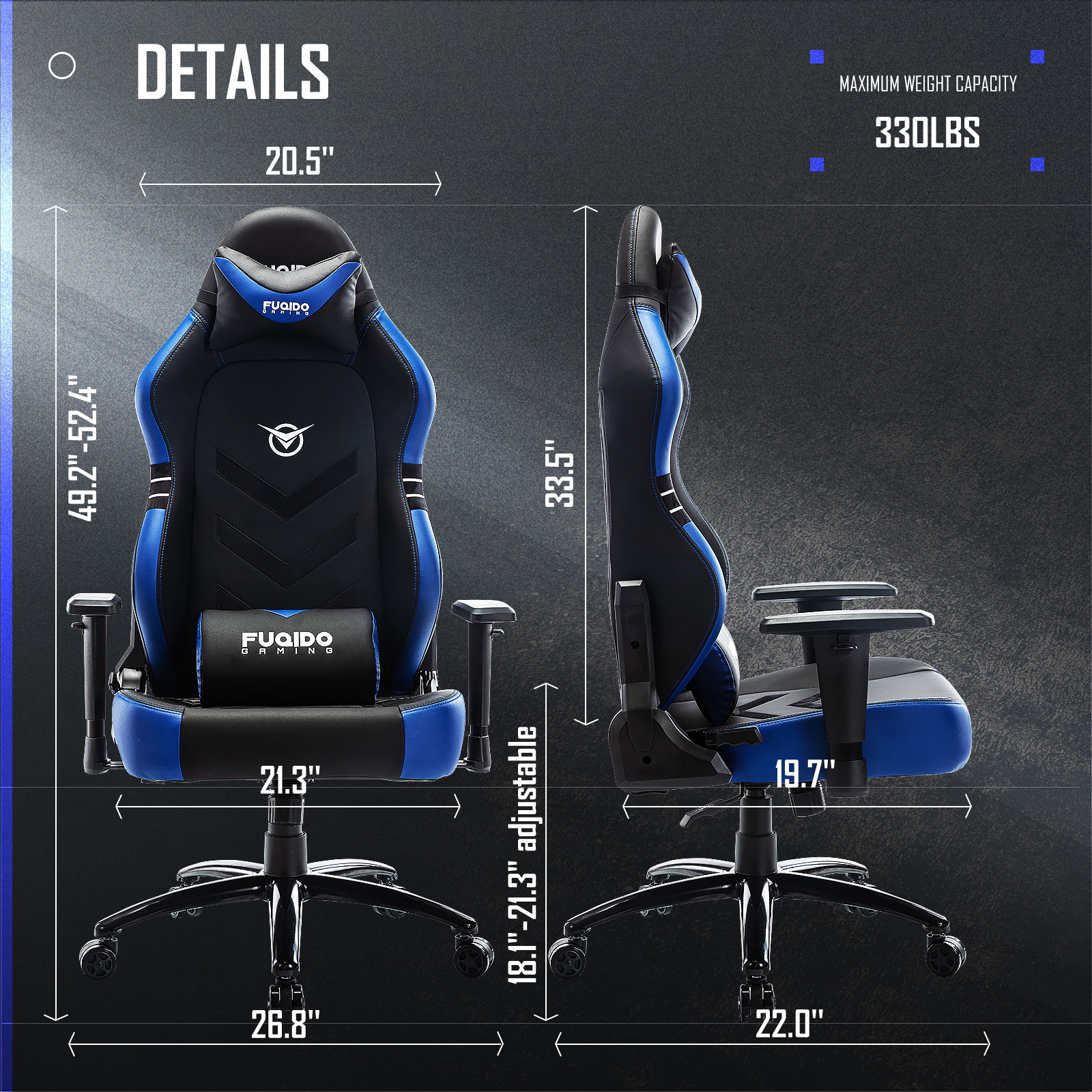 COLAMY Gaming Chair, Big & Tall Computer Chair Fluorescent Racing Style Desk Office Chair Wide Seat Height Adjustment Swivel Task Chair with Headrest and Lumbar Support(Black/Grey/Red/Blue/White/Pink)