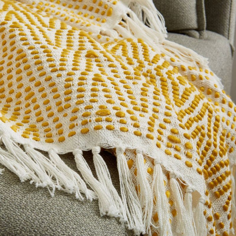 50"x60" Tufted Throw Blanket Ochre/Yellow - Patina Vie