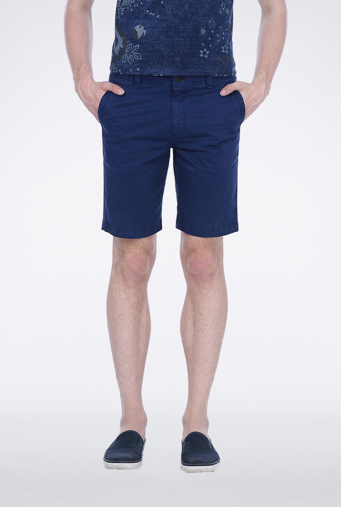 Basics Blue Knee Length Shorts