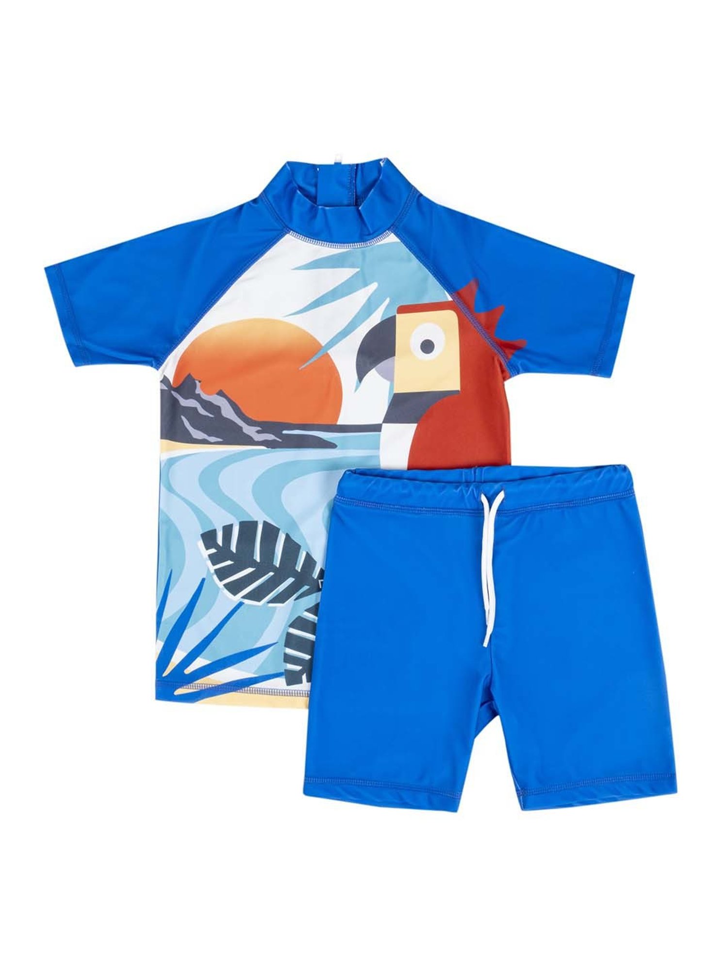 Baby Moo Kids Blue & Red Printed Swimming Set