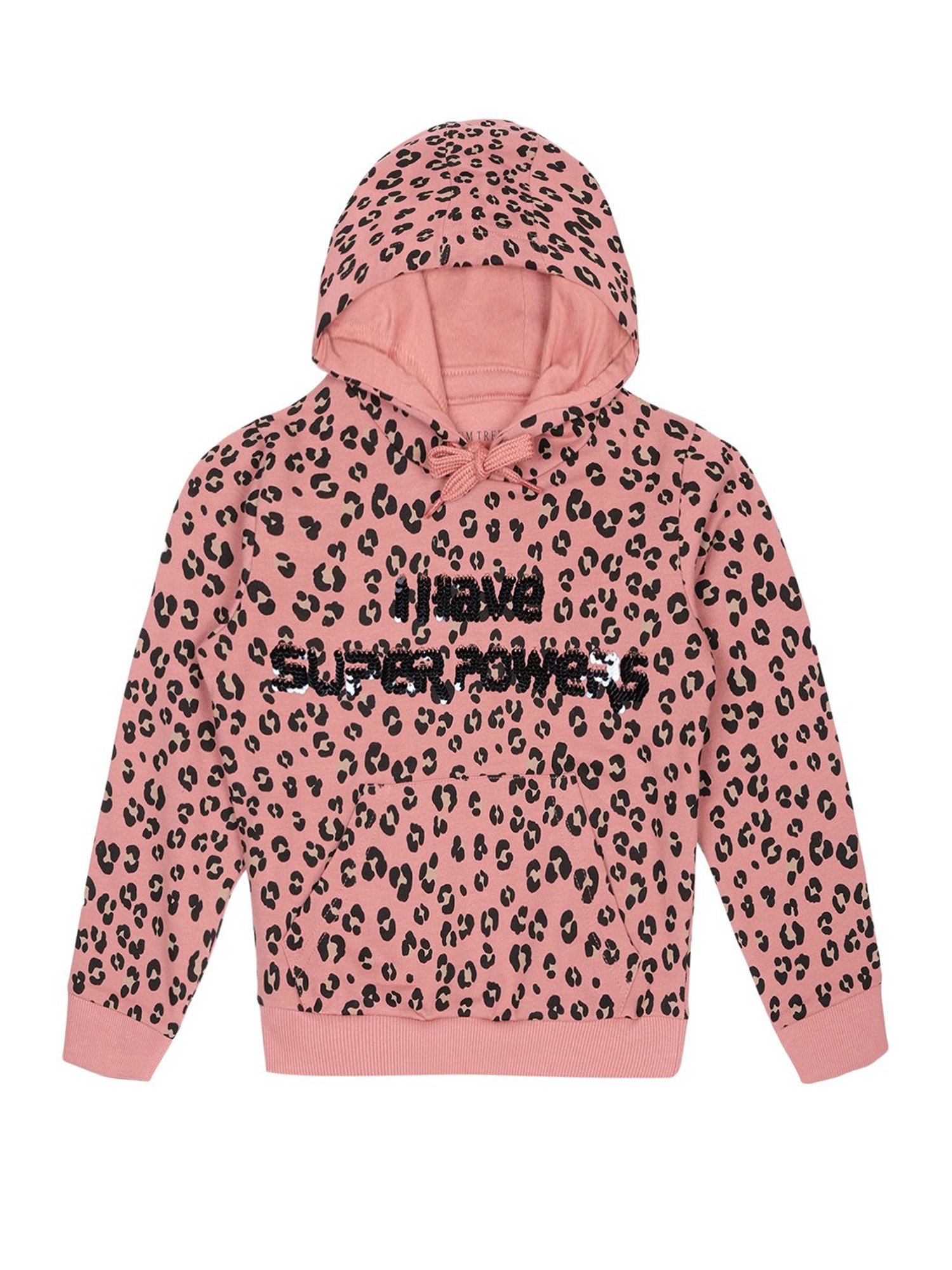 Plum Tree Kids Peach Embellished Full Sleeves Hoodie Sweatshirt