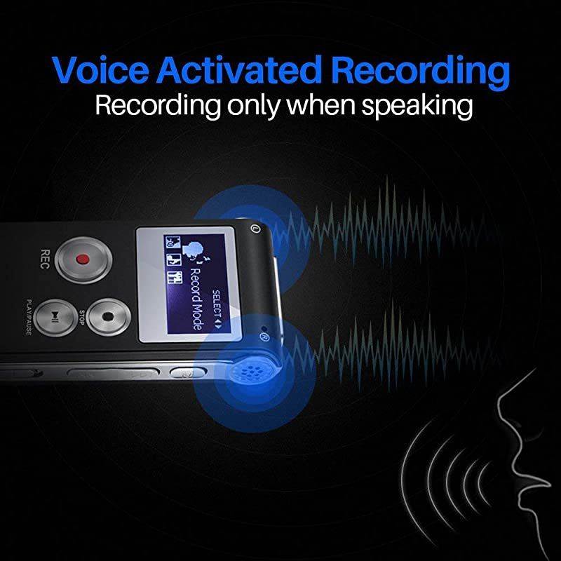 Voice Recorder  R01 Digital Voice Activated Recorder Sound Audio Dictaphone Double Sensitive Microphone Metal Body AB Repeat Mini Lecture Recorder