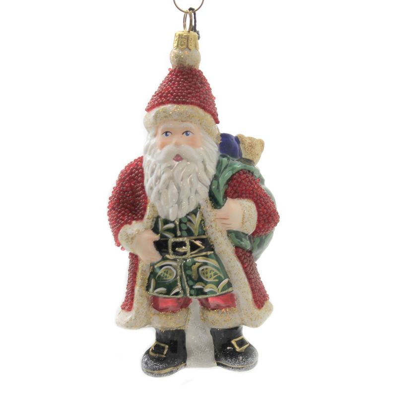 Joy To The World 5.5" Galician Santa With Presents Ornament Red Bead Metzler Bros  -  Tree Ornaments