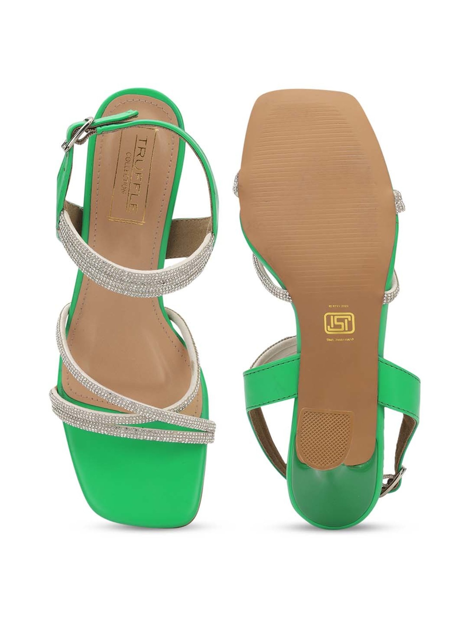 Truffle Collection Women's Green Back Strap Sandals