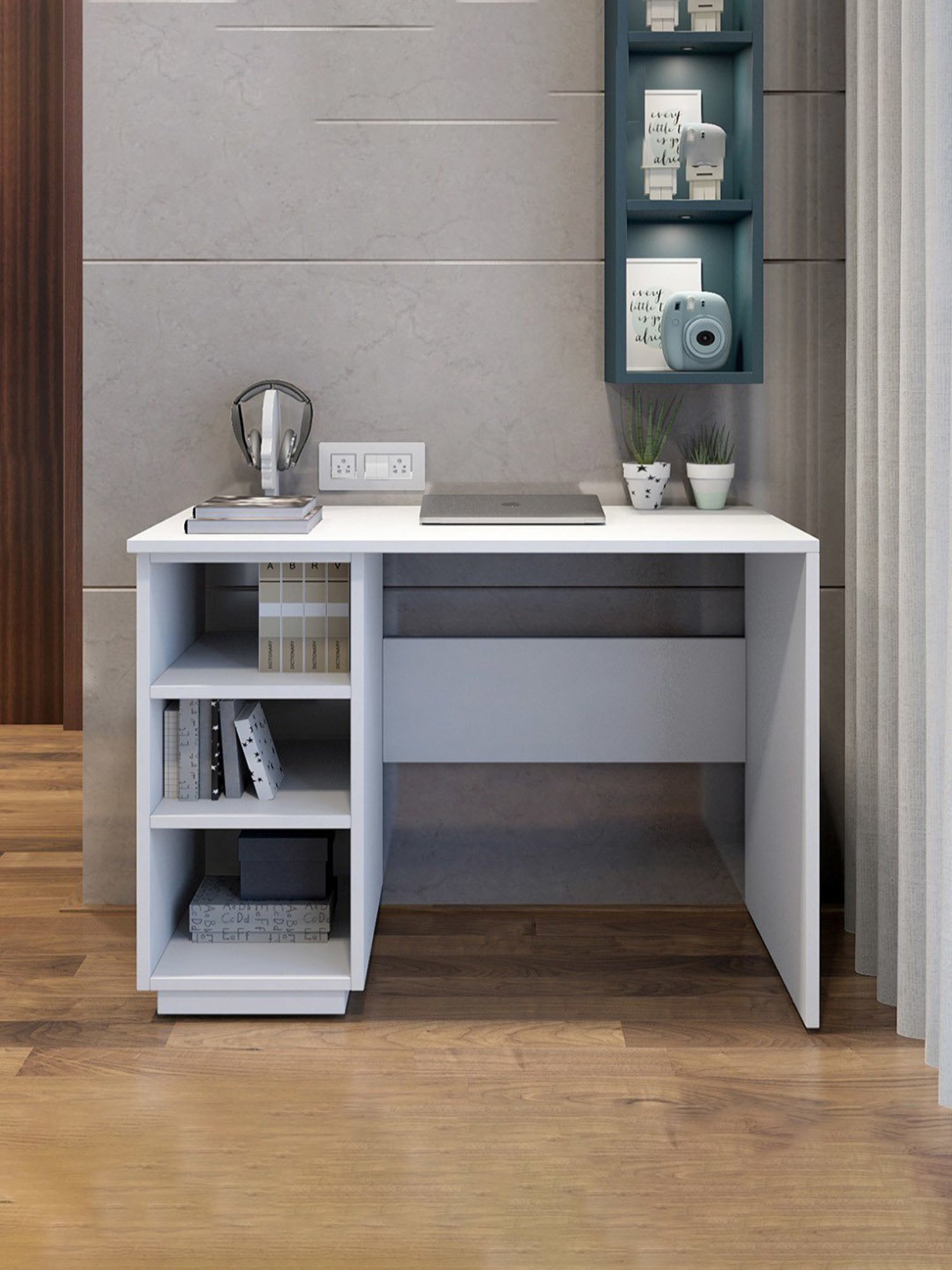 Pure Delrick Writing Table in Matte Frosty White Finish