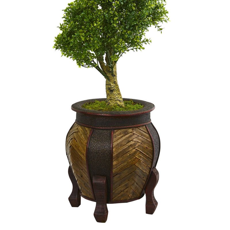 27" x 14" Artificial Rubber Plant in Boho Basket Cream - LCG Florals