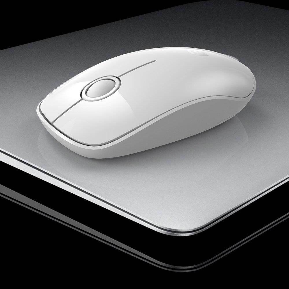 Wireless Mouse, FD V8 2.4G Ultrathin Silent Wireless Mouse with Battery&Nano Receiver 1500 DPI Precise Control for Notebook Computer PC Laptop MacBook and Chromebook (White)