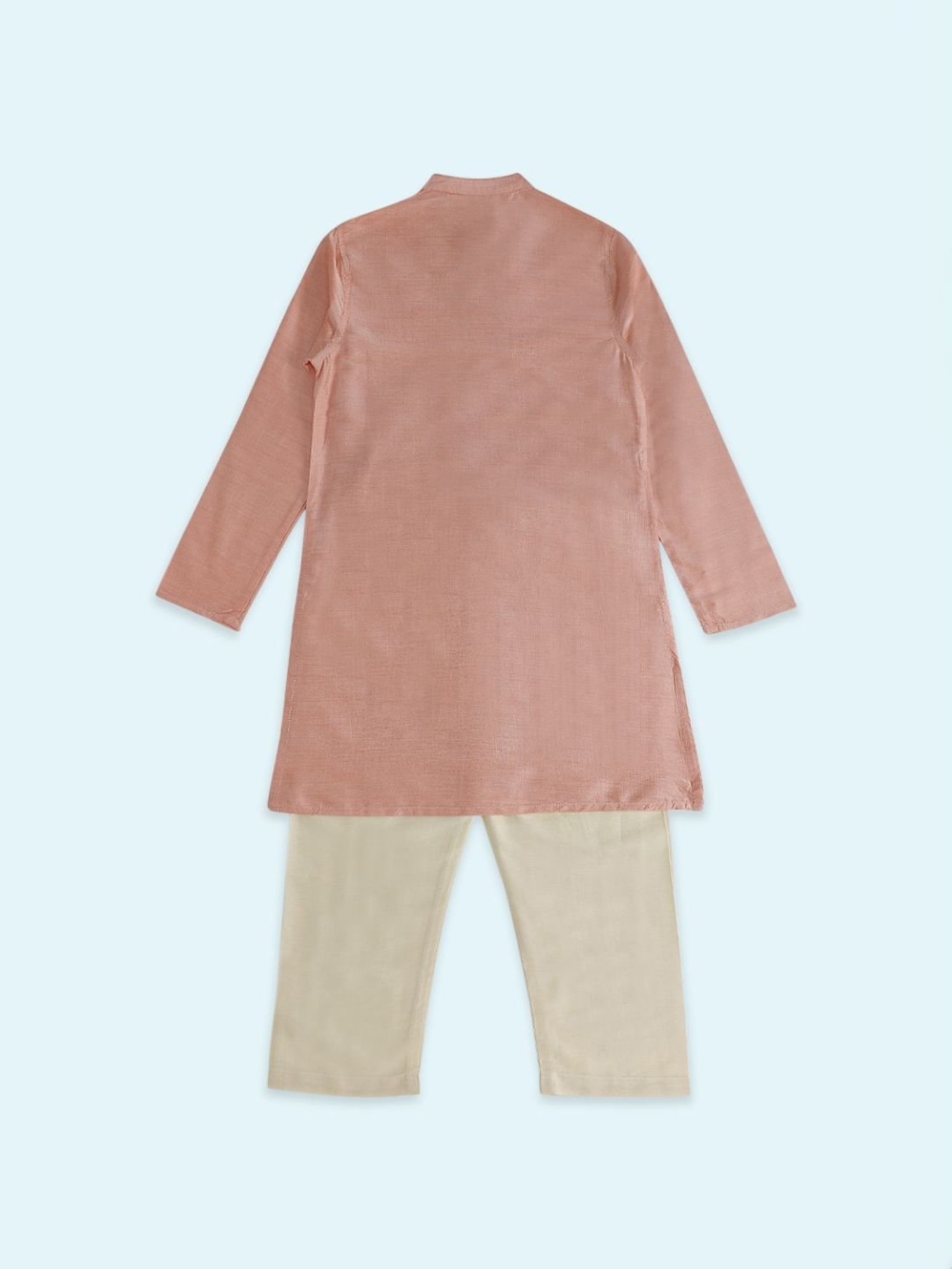 VASTRAMAY Boys Yellow & White Cotton Printed Full Sleeves Kurta Sets