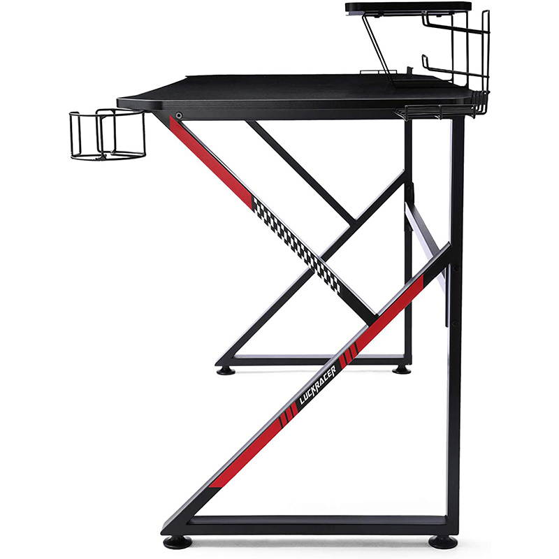 Gaming Desk 39 Inch Computer Desk Gaming Table K Shaped Pc Gaming Workstation Home Office Desk with Headphone/CD Holder, Gaming Controller Rack, K01