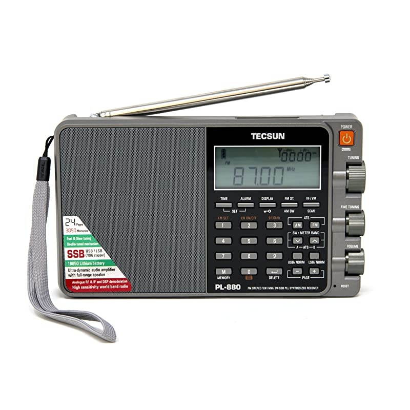 PL880 Portable Digital PLL Dual Conversion AMFM Longwave amp Shortwave Radio with SSB Single Side Band Reception Color Silver