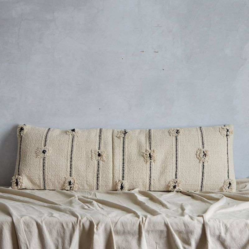 12"x40" Tufted Lumbar Throw Pillow Natural/Black - Patina Vie