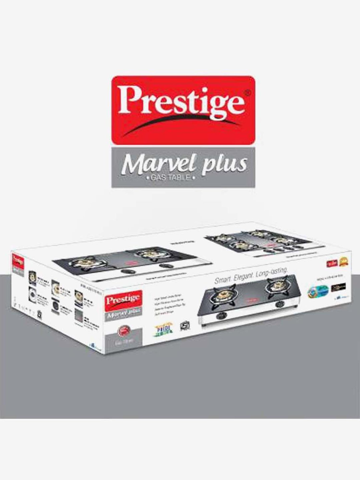 Prestige GTM 02 SS Plus 2 Burners Glass Top Gas Stove (Black and Silver)