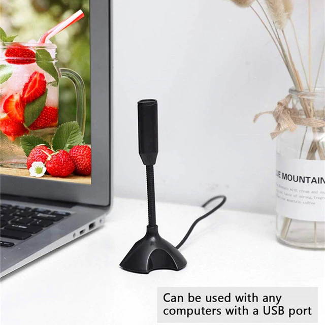 NEW Adjustable USB Laptop Microphone Mini Studio Speech Microphone Stand Mic With Holder for Desktop PC High Quality(black)