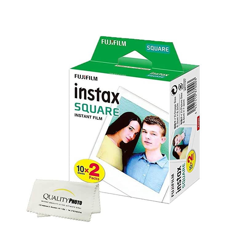 Instax Square Instant Film 20 Exposures for use with The  instax Square Instant Camera + Quality Photo Microfiber Cloth