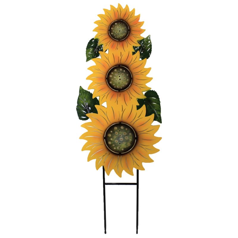 Home & Garden 37.0" Sunflower Trio Stake Yard Decor Direct Designs International  -  Decorative Garden Stakes