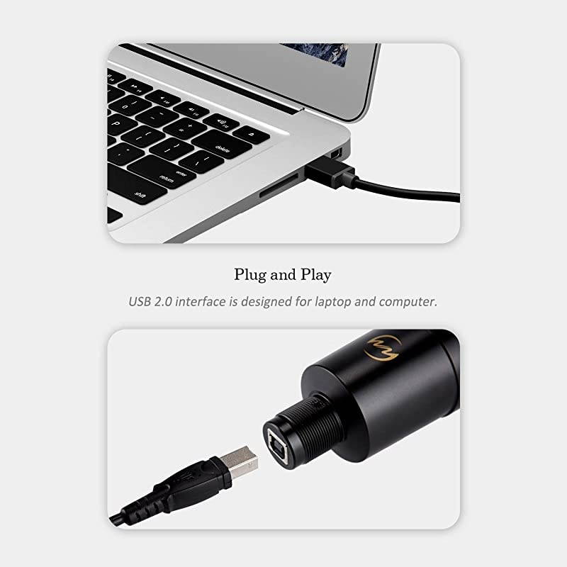 USB Microphone  PC Condenser Mic for Mac or Windows Laptop and Computer ZY905 Desktop Microphone for Gaming Recording Live Streaming YouTube Videos Black