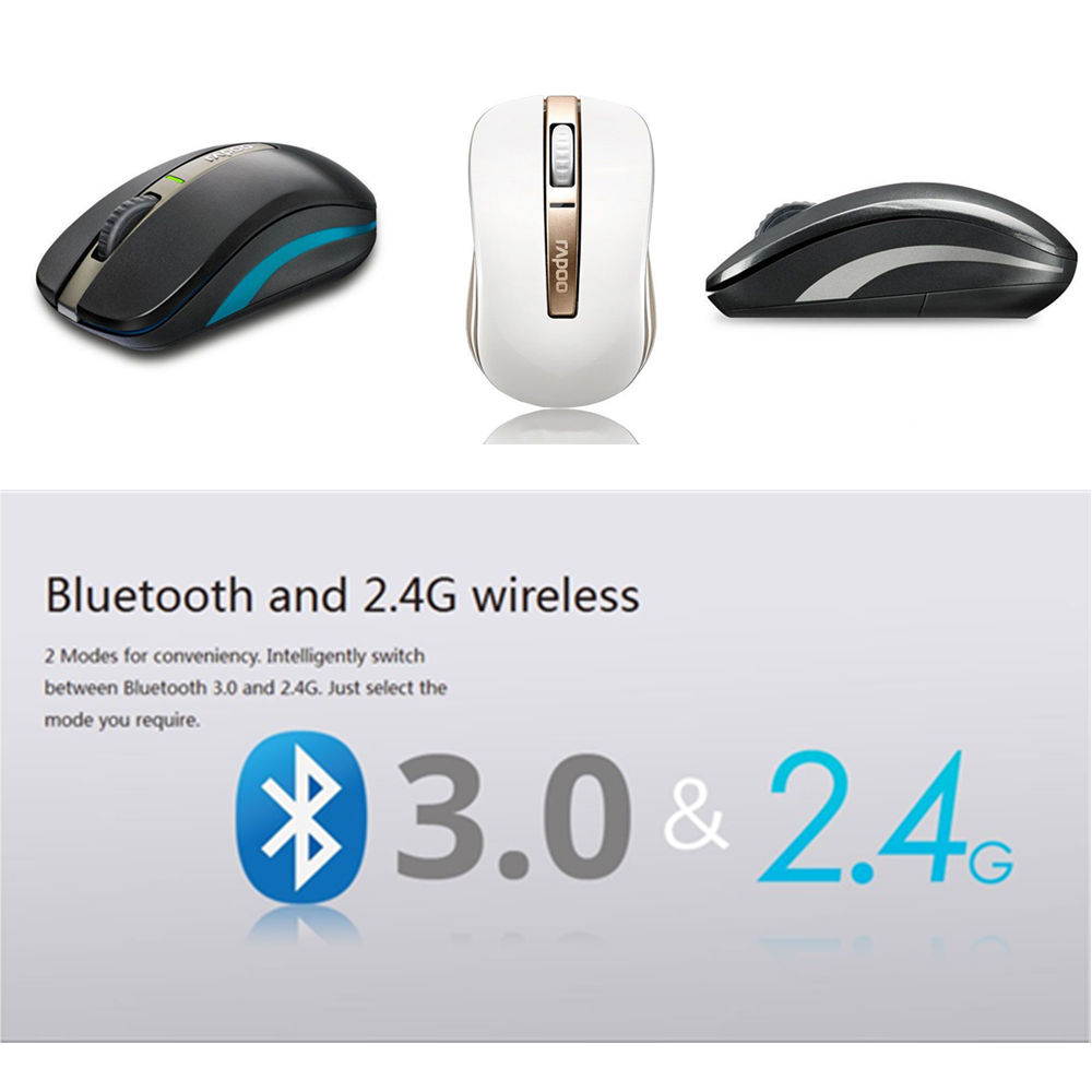 Original Rapoo 6610 Bluetooth 3.0 and 2.4G Dual Mode Wireless Optical Mouse with 1000DPI for Computer Laptop Bluetooth Mouse