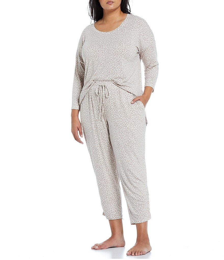 VAN WINKLE & CO. Plus Animal Print Ankle-Length Jersey Knit Sleep Pants