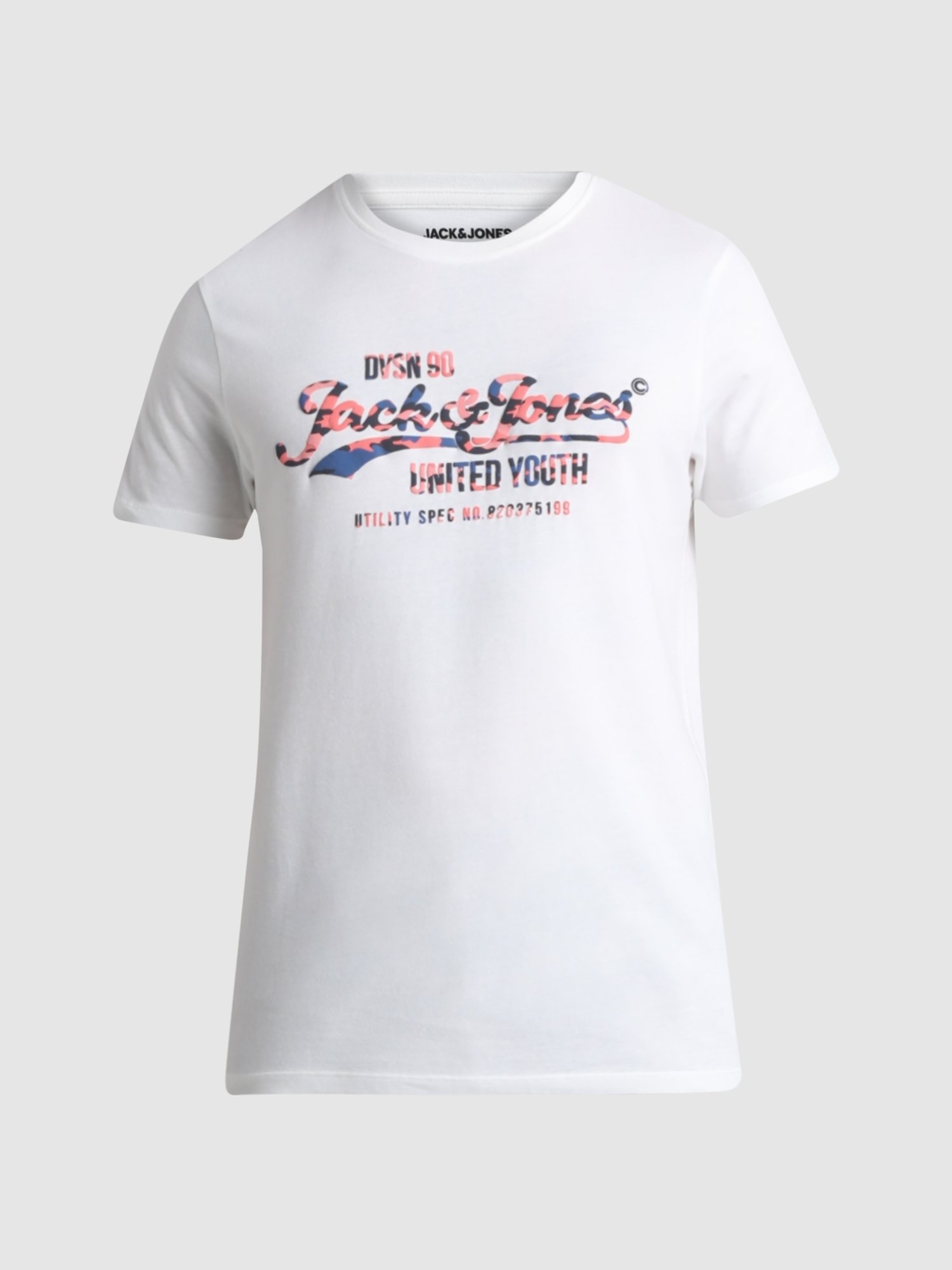 Jack & Jones Cloud Dancer Cotton Slim Fit Printed T-Shirt