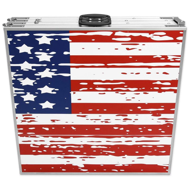 GoPong GP-8-America 8 Foot Portable Folding Aluminum Pong Tailgate Drinking Party Game Table with 6 Balls, American Flag