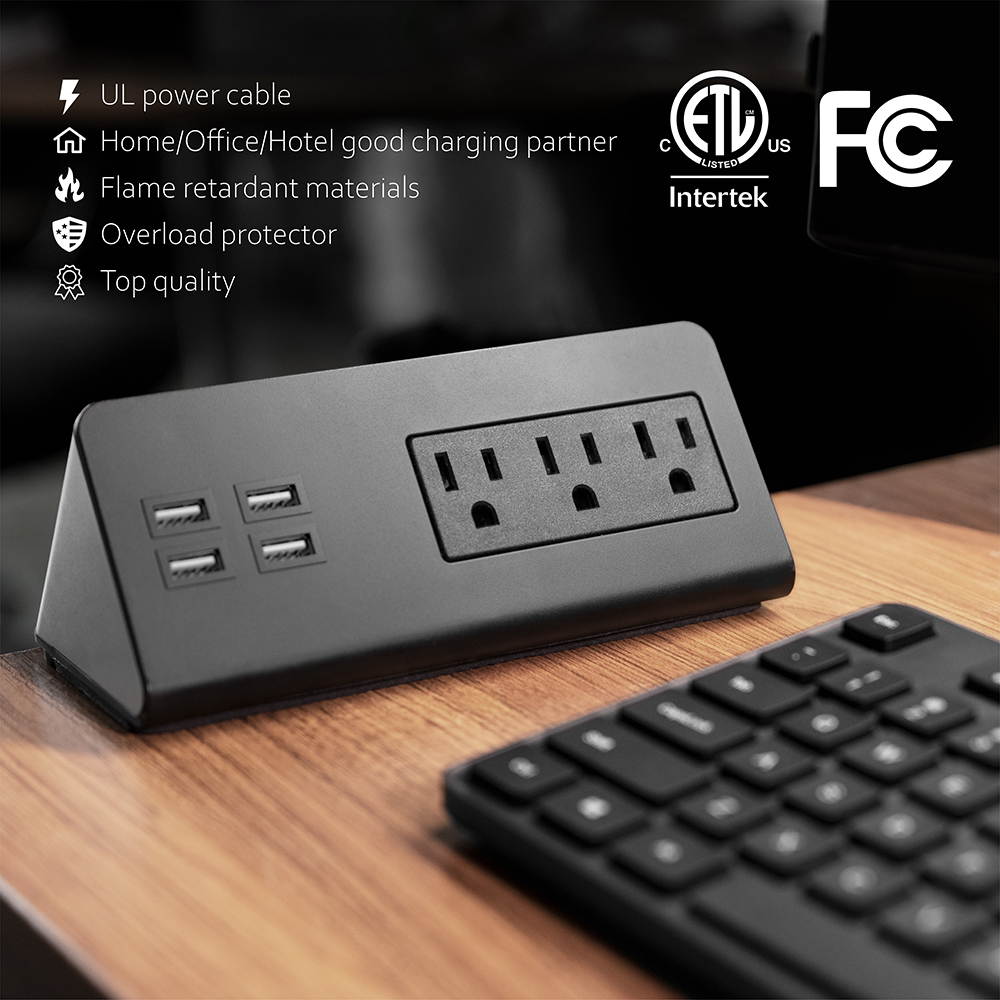 Desk edge mount power outlets with USB charge ports(1Pack)