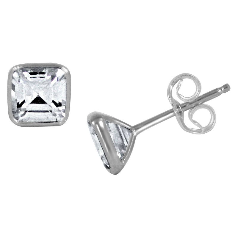 Women's Zirconite 1ctw Asscher Cut Cubic Zirconia Bezel Earring