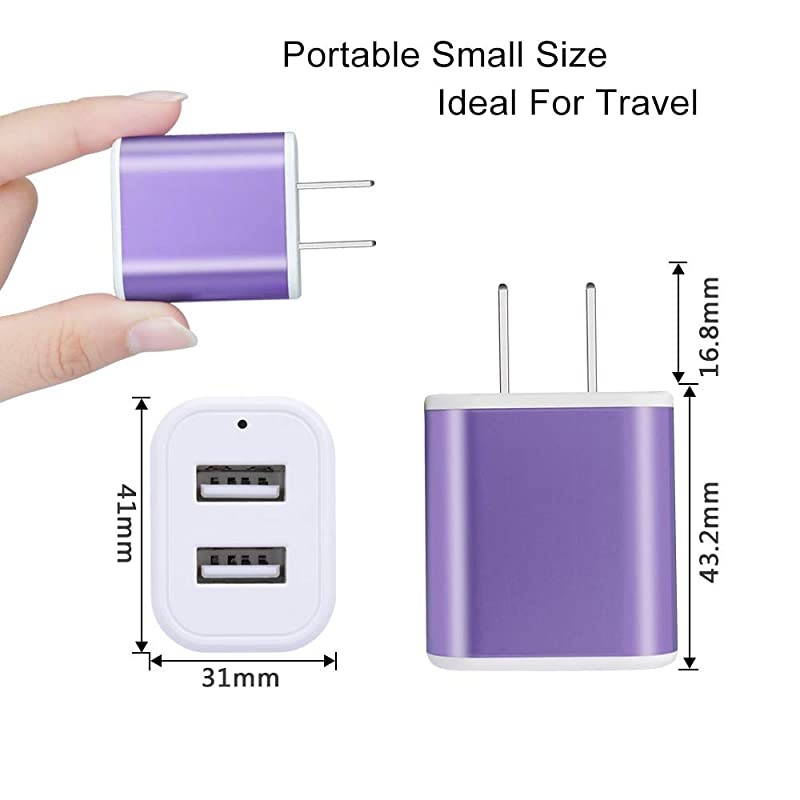 Micro USB Wall Charger,  Micro USB Cable 6ft Android Phone Cord with Dual Port USB Charger Plug Charging Block for Samsung Galaxy S7 S6 J8 J7 J6 J5, LG K50 K40 K30 K20, Stylo 3 2, Moto E6s E5 G5