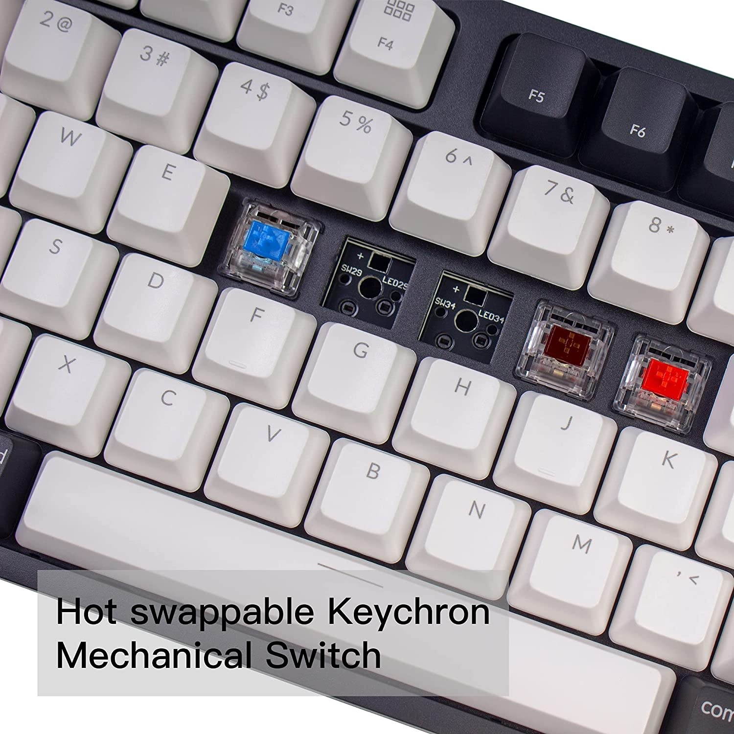 Keychron C1 Hot-swappable Wired Mechanical Keyboard for Mac Layout, Keychron Mechanical Red Switch/USB Type-C Cable/Double-Shot ABS Keycaps Tenkeyless 87 Keys Computer Keyboard for Windows PC Laptop