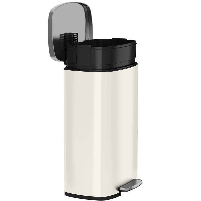 iTouchless SoftStep Step Pedal Kitchen Trash Can with AbsorbX Odor Filter 13.2 Gallon White Stainless Steel