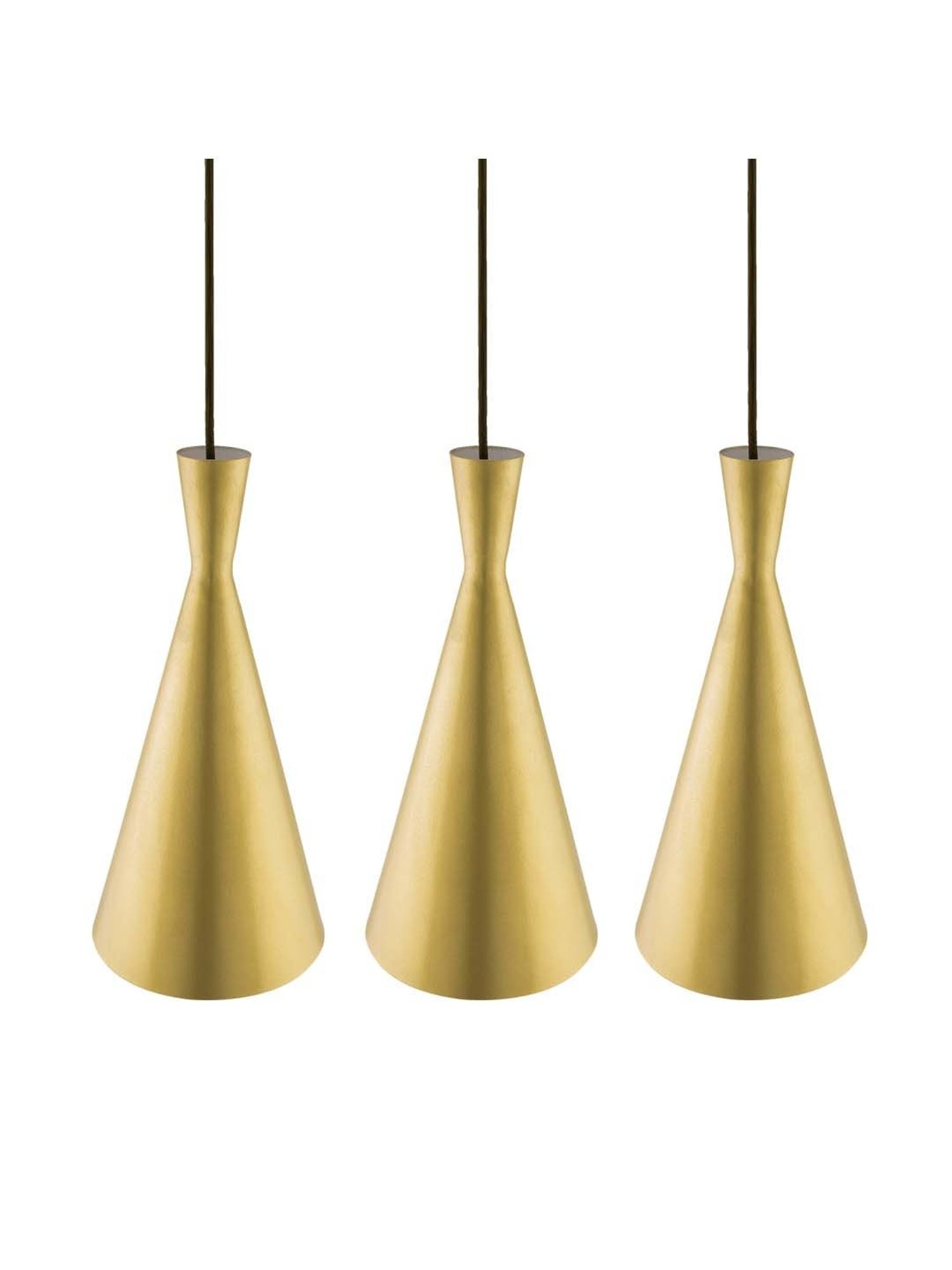 Homesake 3-Lights Linear Cluster Golden Metal Modern Inverted Cone Pendant Light - Set of 1
