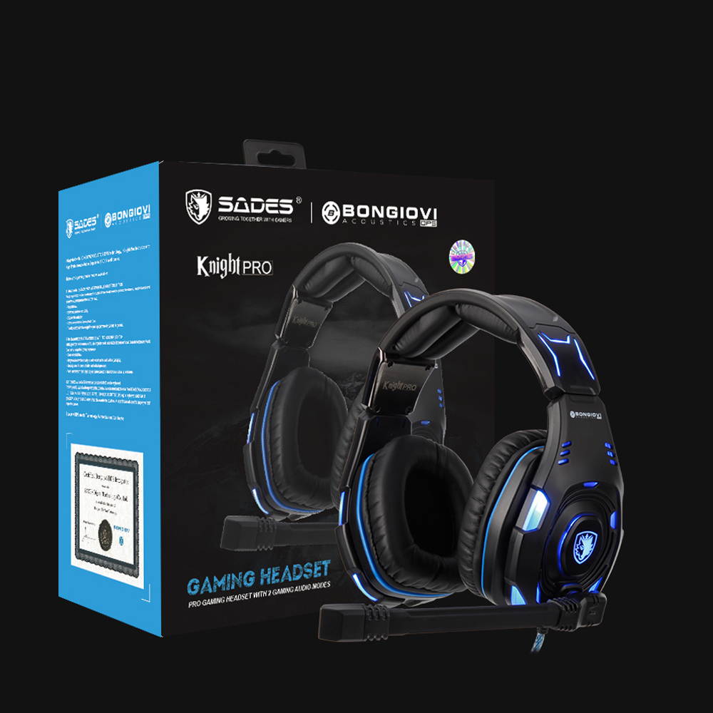 Knight Pro Professional Gaming Headset USB Headphones BONGIOVI Audio Noise-Cancelling