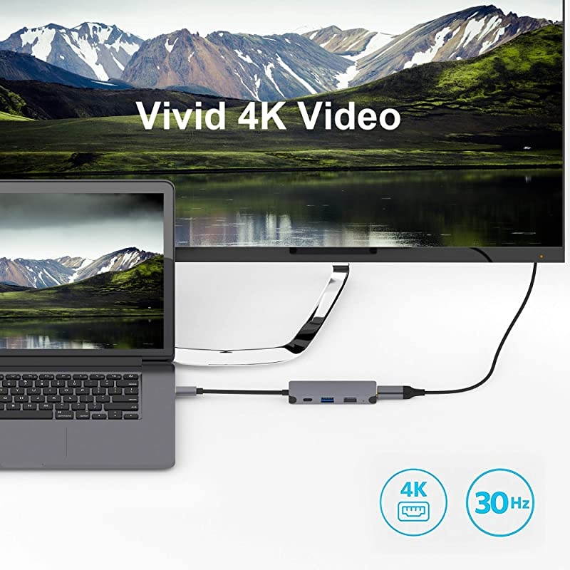 USB C HUB Adapter 4 in 1 USB C to HDMI Adapter with 4K USBC to USB 30Type C to USB 20 100W PD Charger Compatible with MacBook Pro 20192018 IPad ProChromebookXPSUSB C to USB