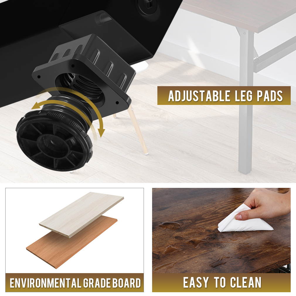 Computer Desk Home Office Desk Gaming Desk Large 47.2&rdquo;W x 23.6&rdquo;D Corner Writing Black Student Art Modren Simple Style PC Wood and Metal Desk Workstation for Small Space