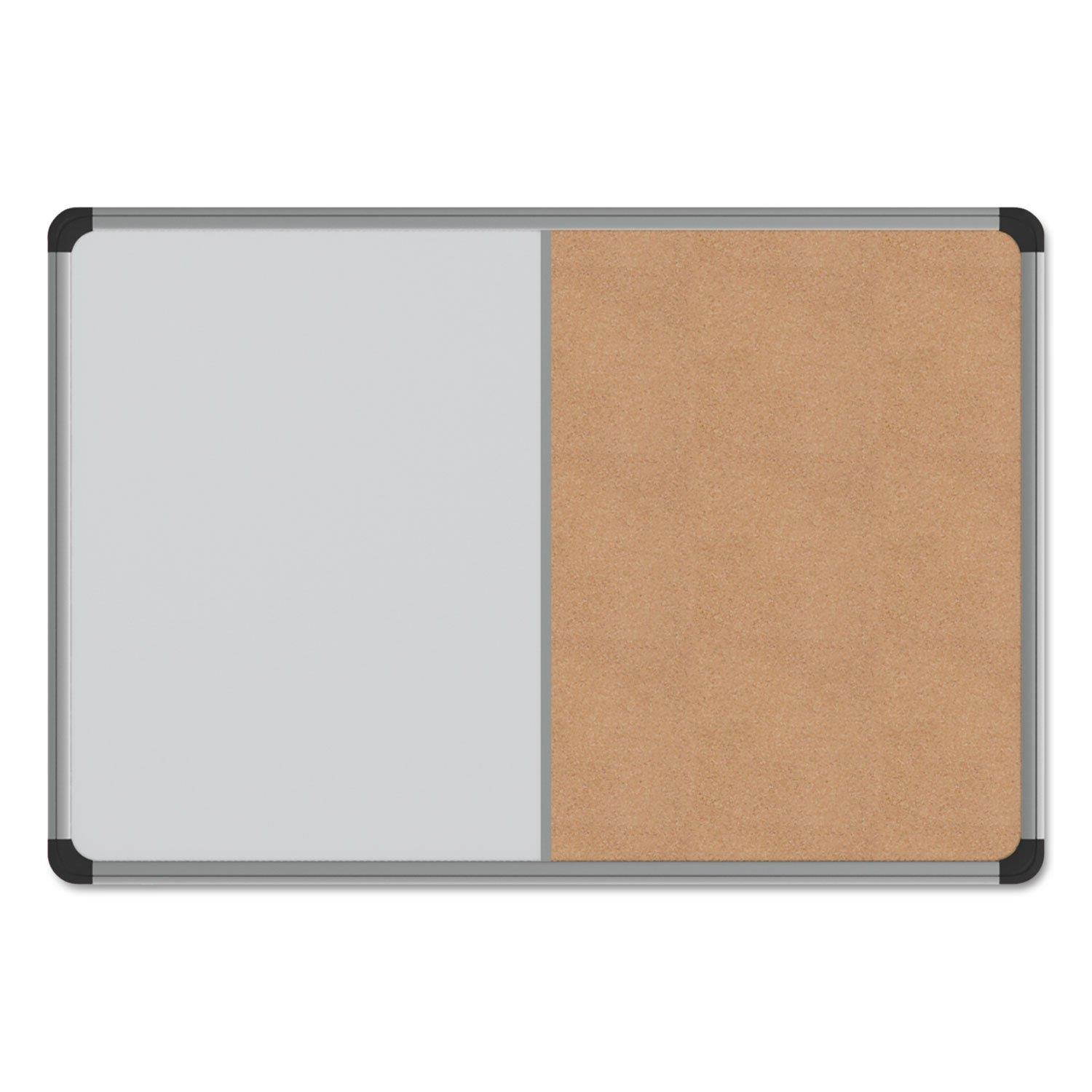 Universal 43742 Cork/Dry Erase Board, Melamine, 24 x 18, Black/Gray Aluminum/Plastic Frame