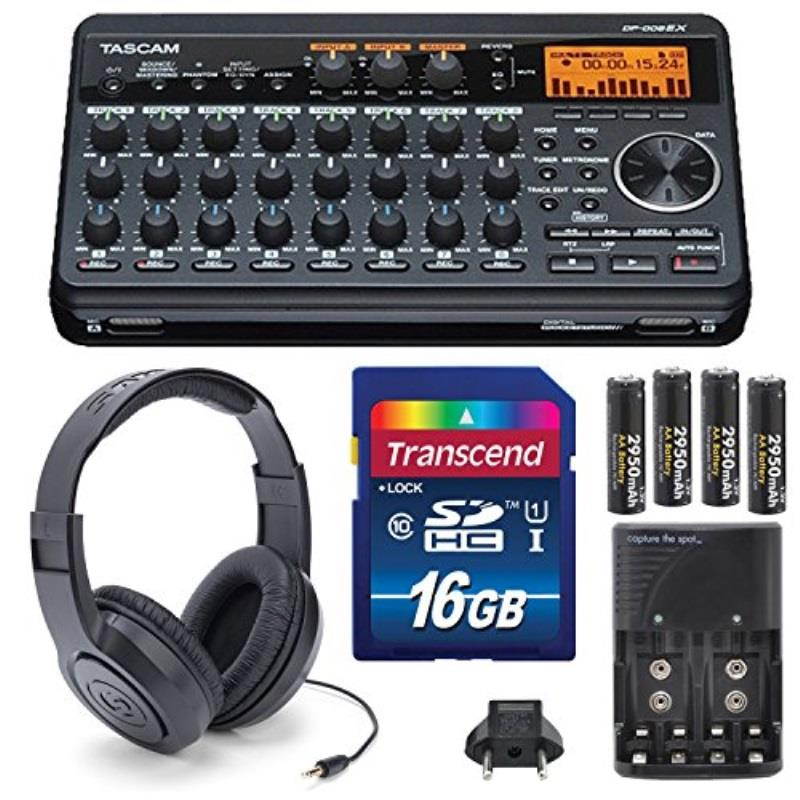 tascam dp008ex 8track digital pocket studio along with samson studio headphones and deluxe bundle