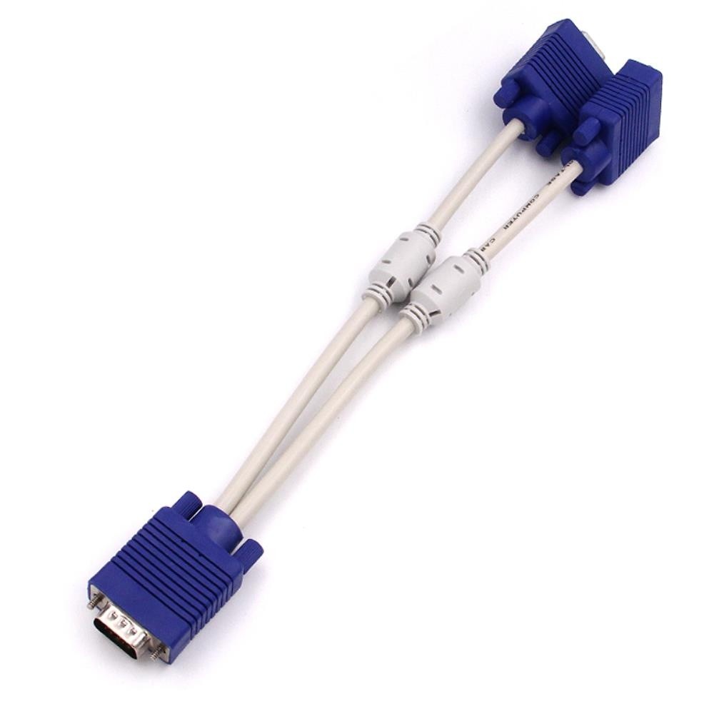 Hot 1pc computer to dual 2 monitor vga splitter cable video Y splitter 15 pin two ports vga male to female for PC laptop