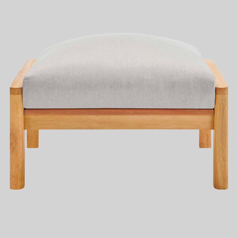 Orlean Outdoor Patio Eucalyptus Wood Ottoman Natural Light Gray - Modway