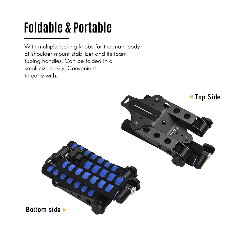 Andoer Foldable Aluminium Alloy Movie Filming Video DSLR Handheld Grip Shoulder Mount Stabilizer Support Rig Kit for Canon Nikon Sony Panasonic Pentax Camera Camcorder DV