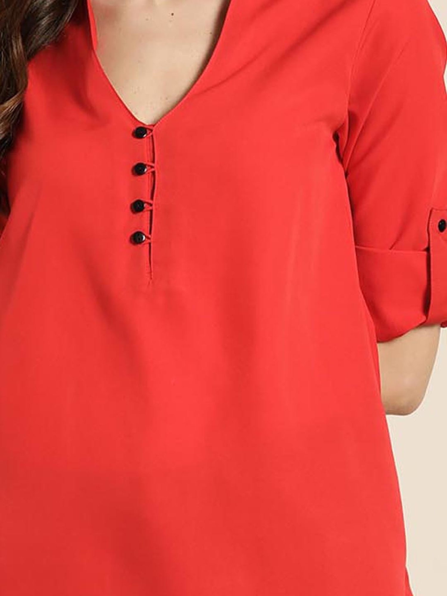 Qurvii Red Regular Fit Tunic
