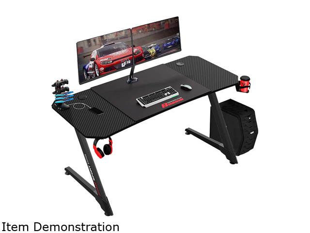 BOSSIN 55 Inch Ergonomic Gaming Desk, Z-Shaped Office PC Computer Desk with Large Mouse Pad, Gamer Tables Pro with USB Gaming Handle Rack, Stand Cup Holder&Headphone Hook