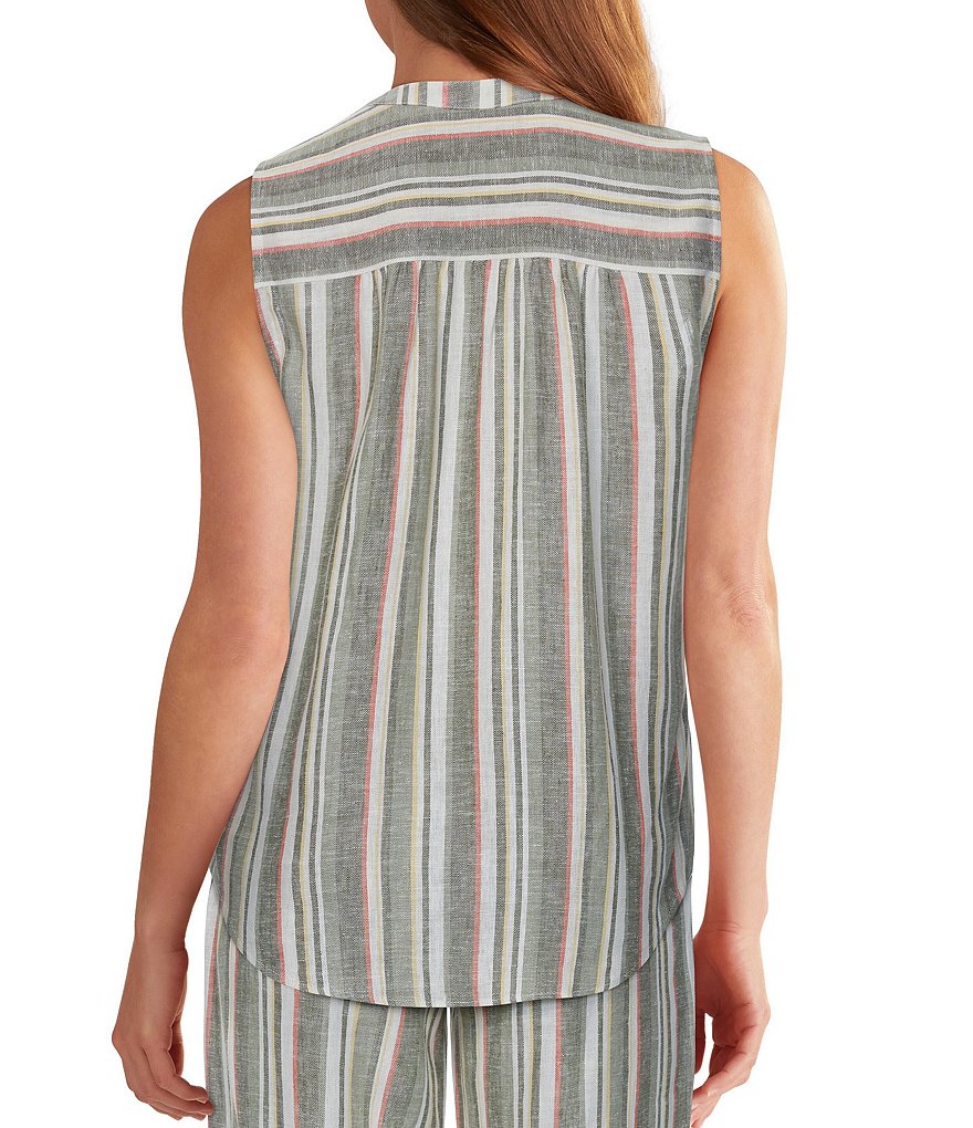 Ali Miles Petite Size Long Roll-Tab Sleeve Round V-Neck Pucker Knit Asymmetrical Tunic