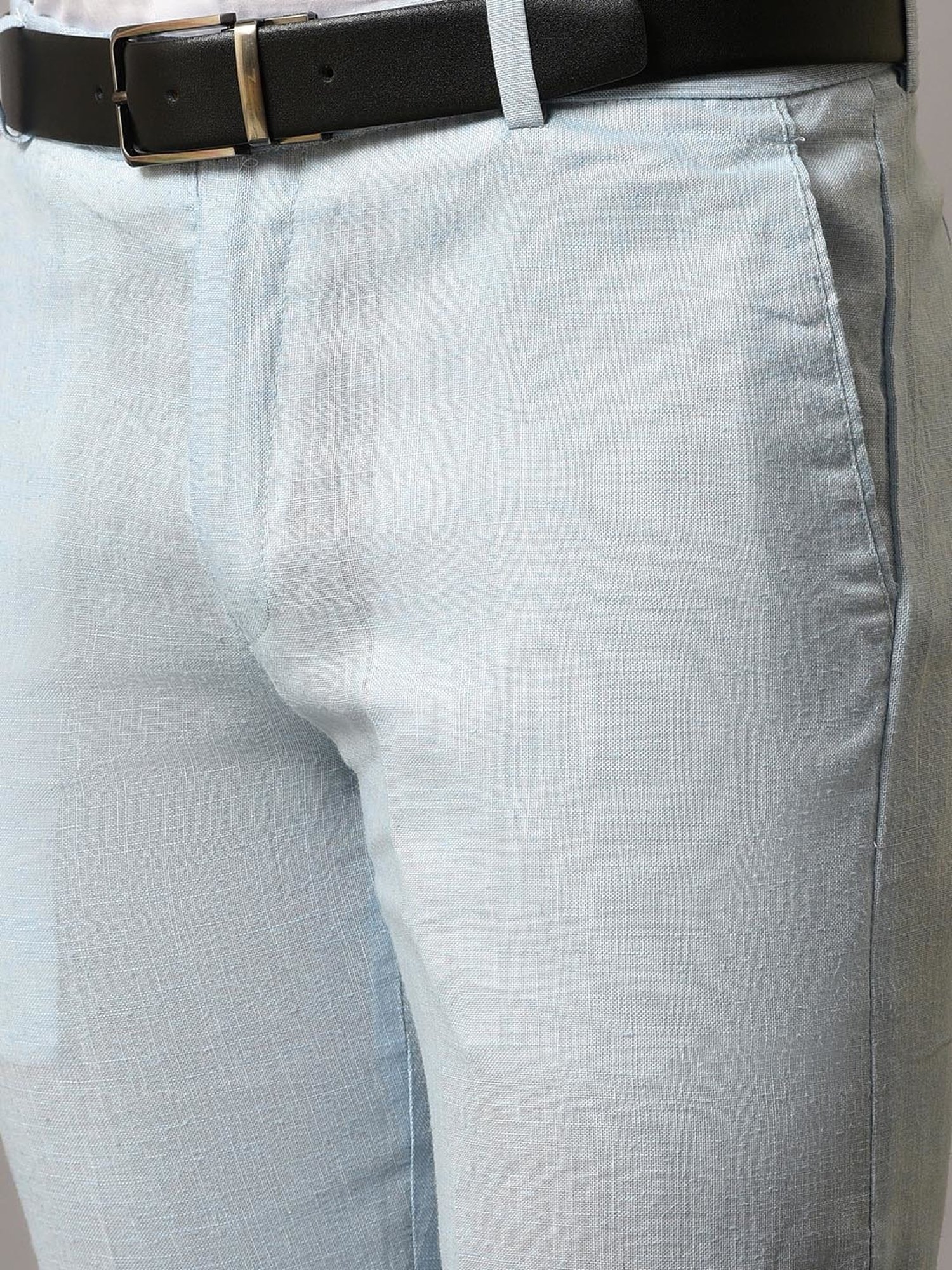 Hangup Sky Blue Regular Fit Flat Front Trousers