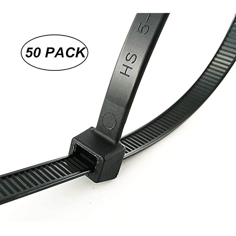 Duty 26 Inch Cable Zip TiesStrong Large Nylon Zip Ties with 200 Pounds Tensile Strength 50 Pack 039 Inch Wide Industrial Zip Ties Indoor and Outdoor UV Resistant