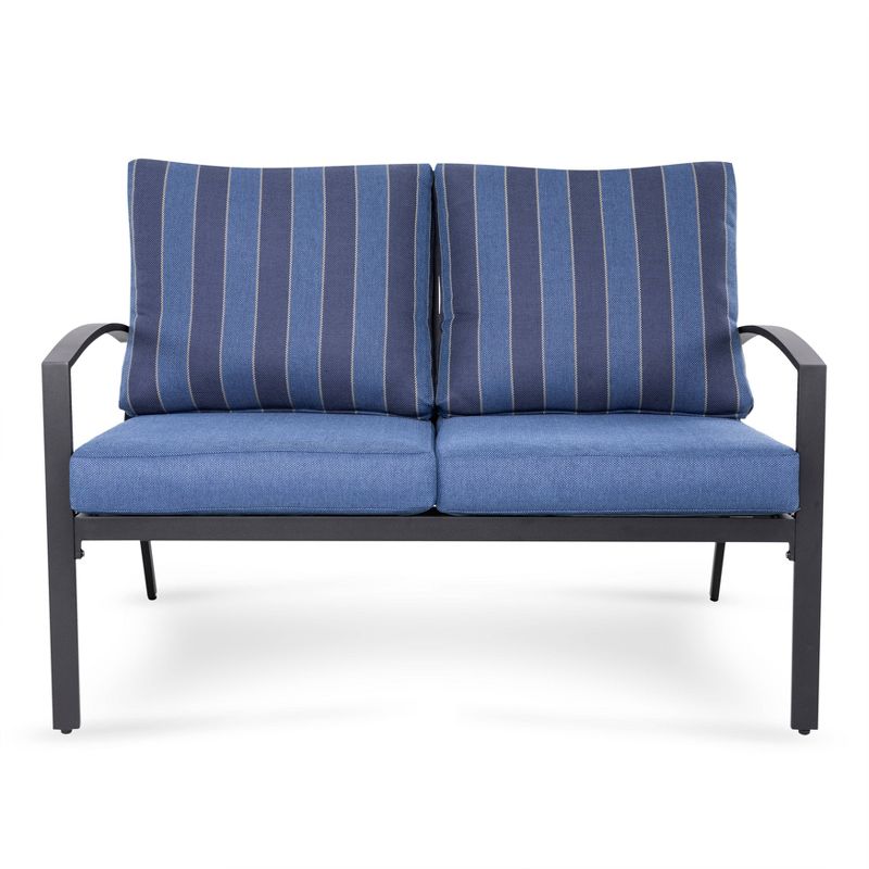 4pc Outdoor Aluminum Sofa Set - Black/Blue - Nuu Garden