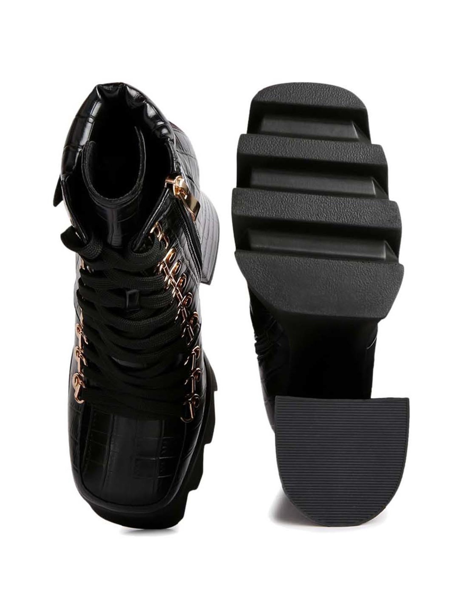 London Rag Women's Black Derby Boots