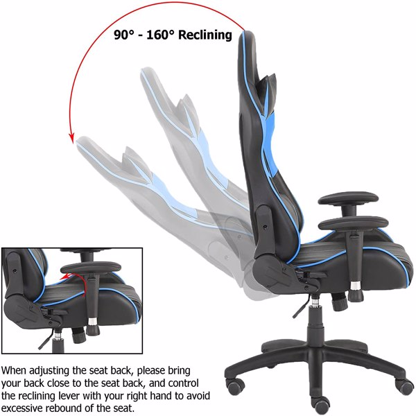 Gaming Chair, High Back PU Leather Office Chair, Adjustable Video Gaming Chairs, Swivel Racing Chair