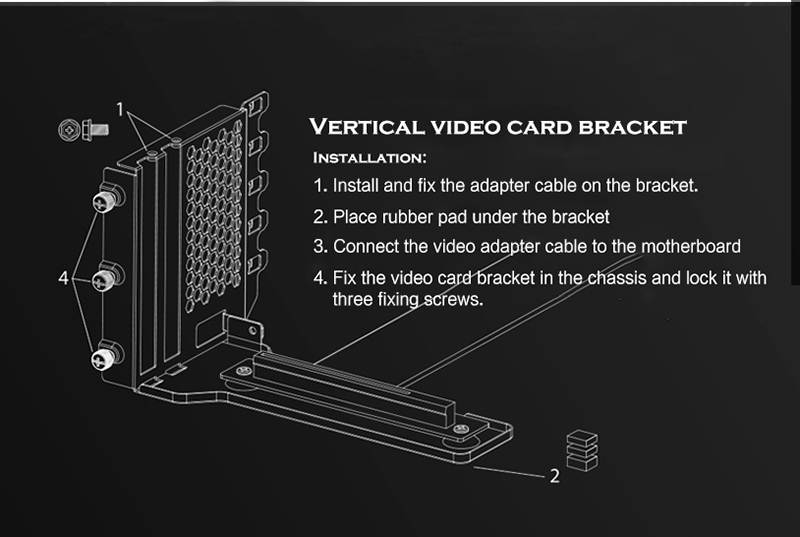 PCI-E GPU Extension Cable Anti Interference X16 Vertical Install VGA Holder For 7Slot Mount PH-VGPUKT Veritcal Mounting