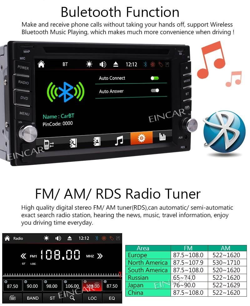 Double Din Car Stereo GPS Navigation System DVD Player Bluetooth 2 Din Car Radio Capacitive Touch Screen + Free Backup Camera Support SWC USB SD 1080P Wireless Remote Control Car Logo Multi Language