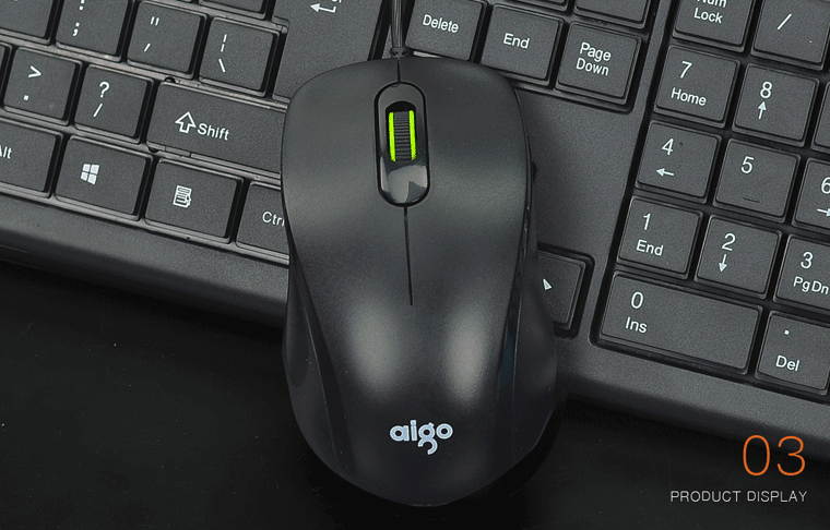 Aigo WQ9500 Ergonomic Design, Cool Exterior Waterproof USB Wired Keyboard And Mouse Combo For Office And Game, Support PC and Laptop - Black/Green